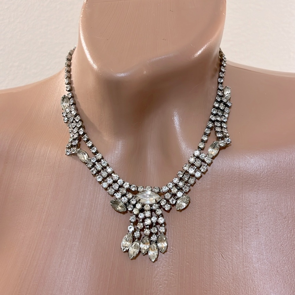 Vintage Faux Diamond Rhinestone Choker Necklace